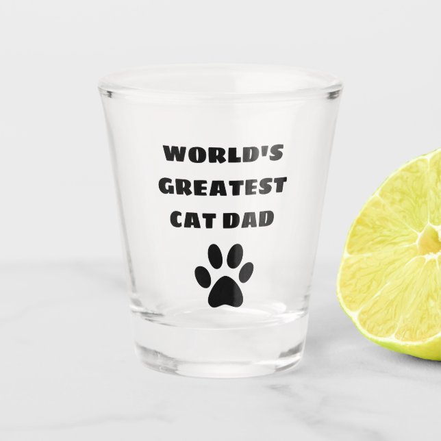 Verre A Shot Le plus grand chat papa du monde texte personnalis (Devant)