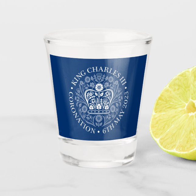 Verre A Shot L'emblème du couronnement du roi Charles 2023 (Devant)