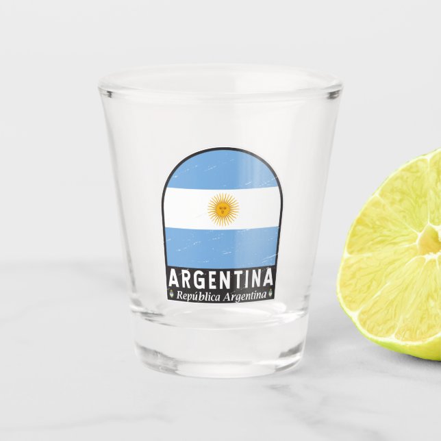 Verre A Shot L'emblème du drapeau argentin est Vintage (Devant)