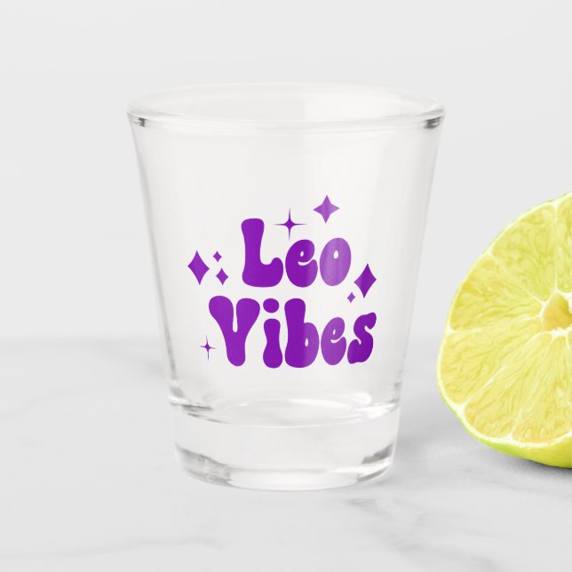 Verre A Shot Leo Vibes Astrologie Zodiaque Étoiles violettes Ve (Devant)