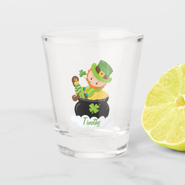 Verre A Shot Leprechaun Pot of Gold Joyeux St. Patrick's Day (Devant)