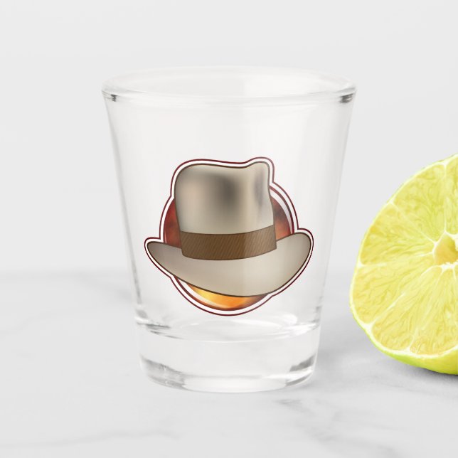Verre A Shot Les lunettes de tir du logo Fedora Chronicles Fire (Devant)
