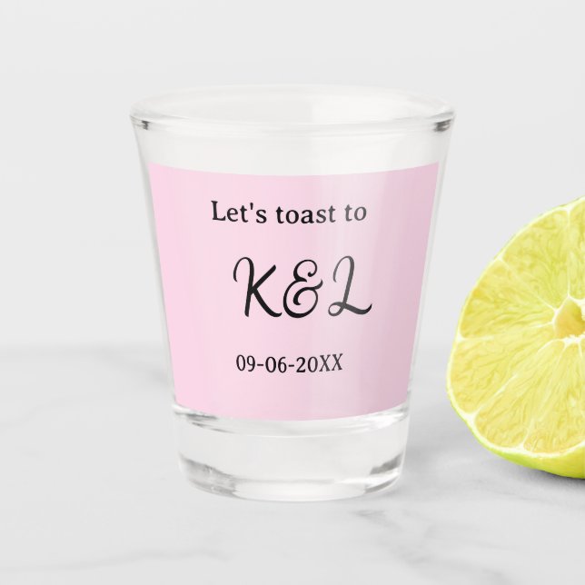 Verre A Shot Let's toast to wedding engagement name letter pink (Devant)