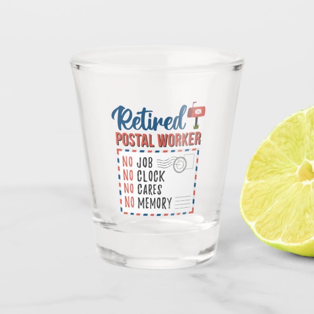 Verre A Shot Lettre du travailleur postal à la retraite Transpo (Devant)