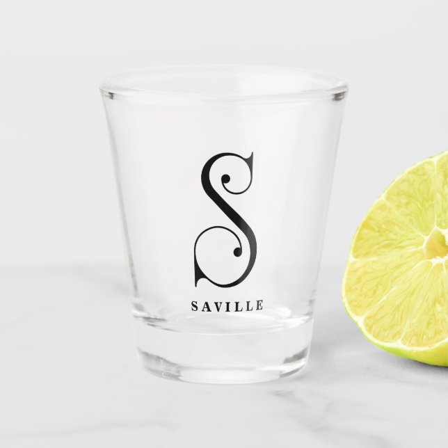 Verre A Shot Lettre monographique personnalisée S avec nom (Devant)