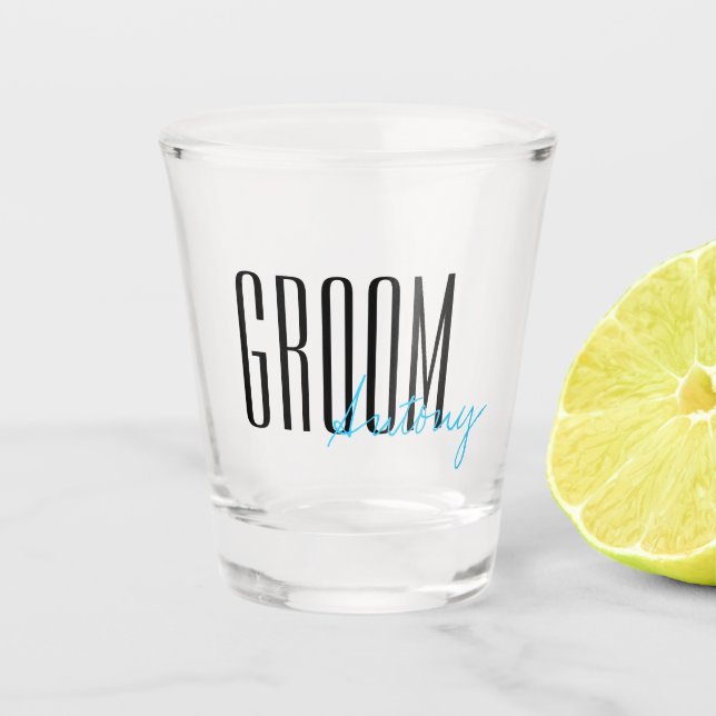 Verre A Shot Lettres audacieuses "Groom" Soirée de mariage pers (Devant)