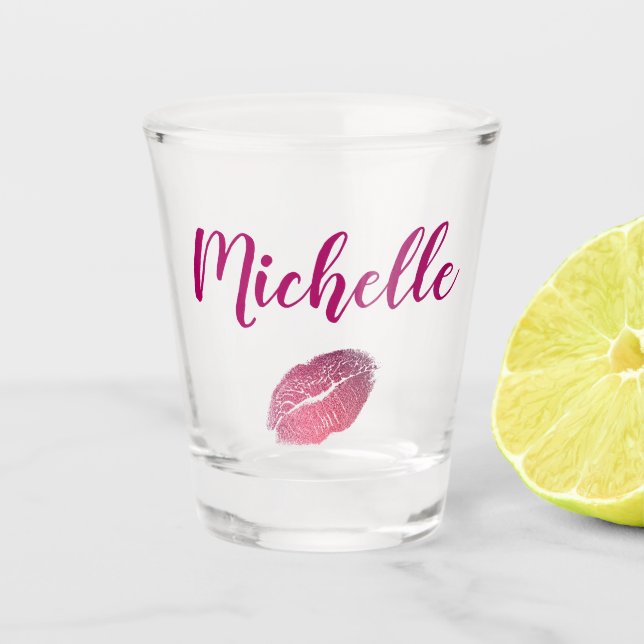 Verre A Shot Lèvres Glam rose (Devant)