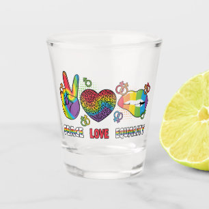 Verre A Shot LGBTQ - Paix, Amour, Égalité - Couleurs Arc-en-cie