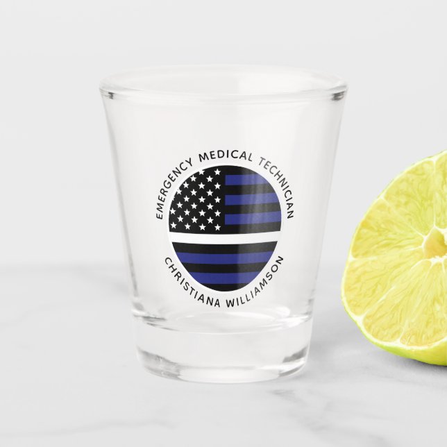 Verre A Shot Ligne blanche mince personnalisée USA Drapeau EMS  (Devant)