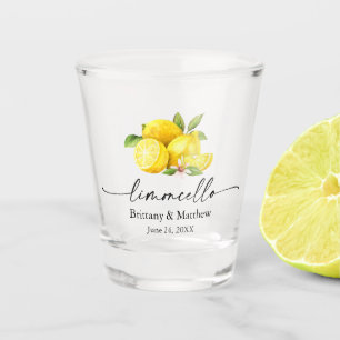 Verre A Shot Limoncello Calligraphie Encre Aquarelle Citron