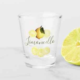 Verre A Shot Limoncello Élégant Script Aquarelle Citron