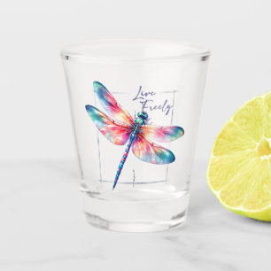 Verre A Shot Live Freely - Dragonfly Colorful Inspirational