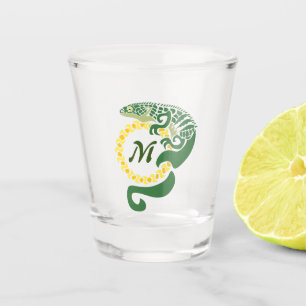Verre A Shot Lizard, l'alligator tribal, se serre un monogramme