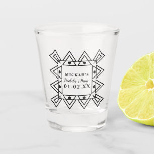 Verre A Shot Logo du cadre cardiaque géométrique Bachelor Party