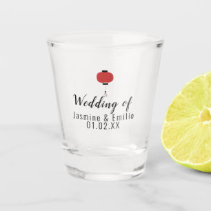 Verre A Shot Logo Lanterne Asiatique Mariage Nom des Couples