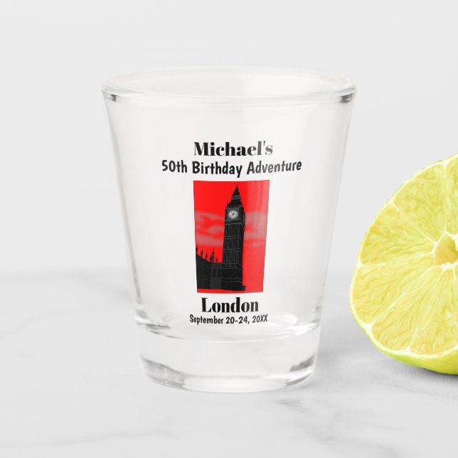 Verre A Shot Londres Angleterre Big Ben Anniversaire Fête Voyag (Devant)