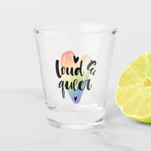 Verre A Shot Loud et Queer  Coeur aquarelle