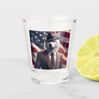 Verre A Shot Loup patriotique