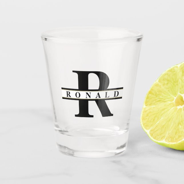 Verre A Shot Lourd Gras Monogramme Noir/Or ID613 (Devant)