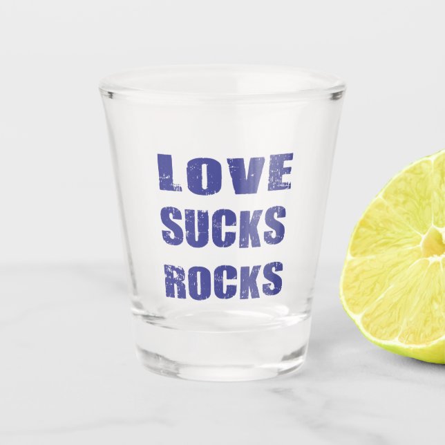 Verre A Shot Love Sucks Rocks Blue Lettres (Devant)
