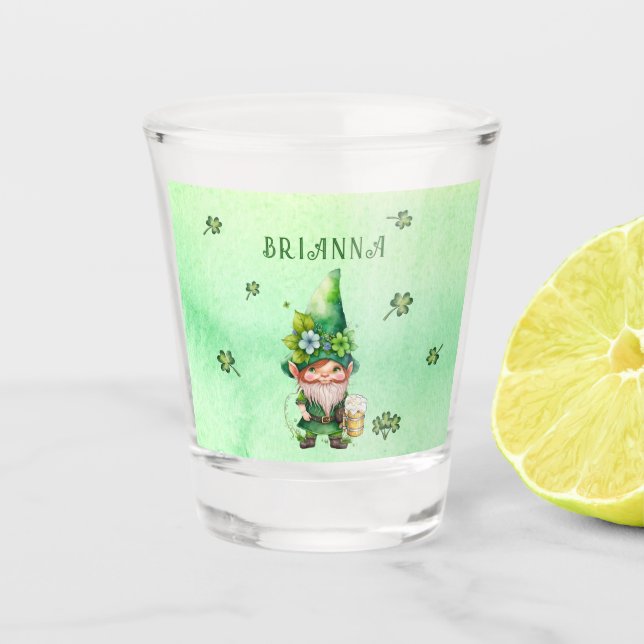 Verre A Shot Lucky Charm Leprechaun Gnome - Personnalisé (Devant)