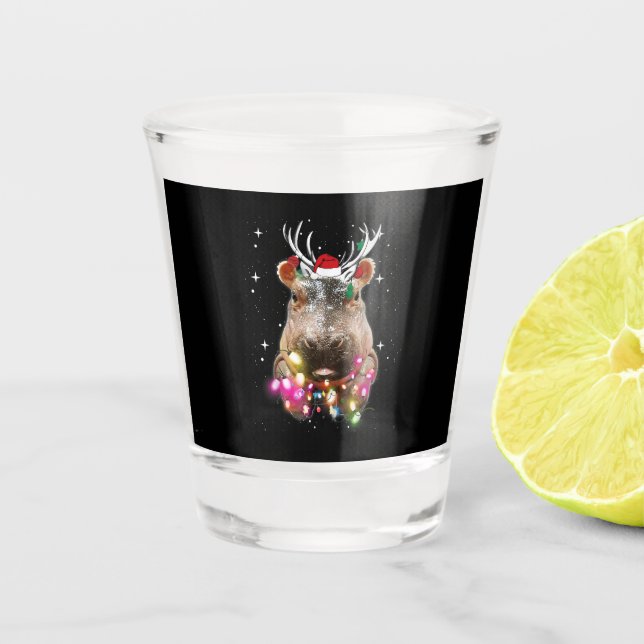 Verre A Shot Lumières de Noël Hippo Fiona Hippopotamus Lover (Devant)