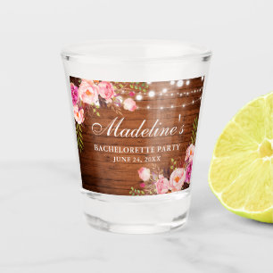 Verre A Shot Lumières en bois rose Floral Bachelorette Party