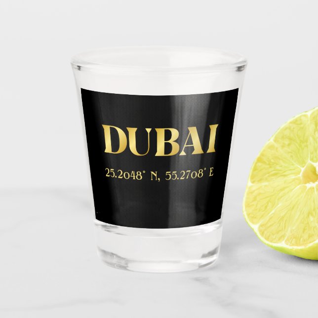 Verre A Shot Lux Gold Dubai Latitude & Longitude (Devant)