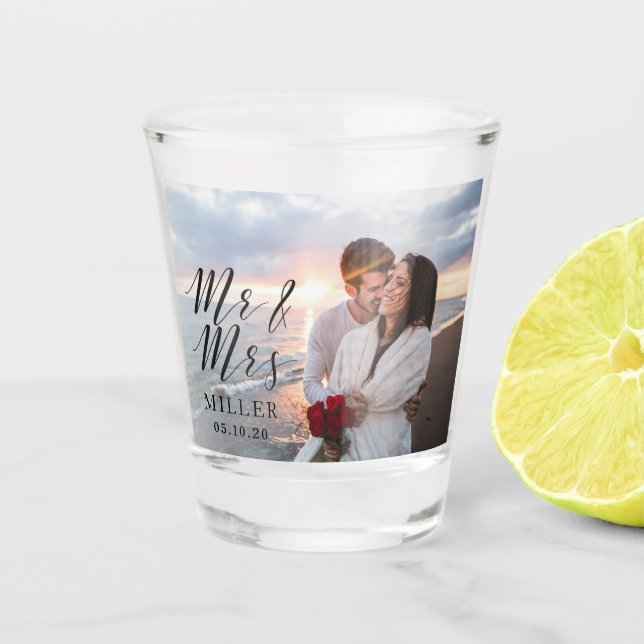 Verre A Shot M. et Mme Mariage Photo personnalisée (Devant)