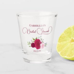 Verre A Shot Magenta & Roses Boho Roses Élégant Shower de Marié