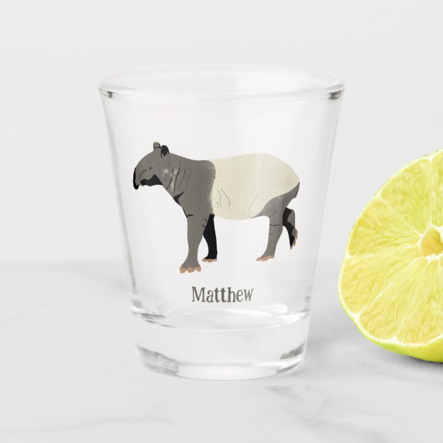 Verre A Shot Malayan or Asian Tapir Illustrated Personalized (Devant)