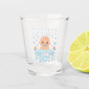 Verre A Shot Maman dit Grossesse garçon rose ou bleu