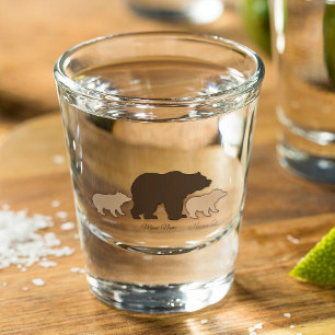 Verre A Shot Maman Ourse Personnalisée Avec 2 Noms d'Enfants Ca
