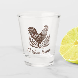 Verre A Shot Maman Poule Éleveuse de Volaille Œuf Fermier Brun