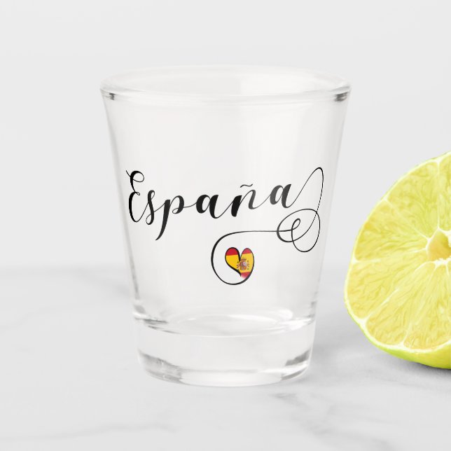 Verre A Shot Manuscrit de coeur de drapeau d'España Espagne (Devant)