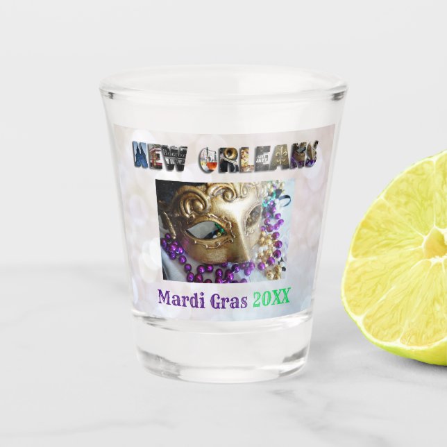 Verre A Shot Mardi Gras New Orleans perles Masque Nola (Devant)