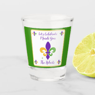 Verre A Shot Mardi Gras NOM Vert Or Violet Fleur de Lis