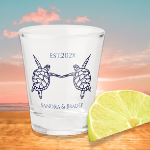 Verre A Shot Mariage côtier nautique pour les tortues de mer
