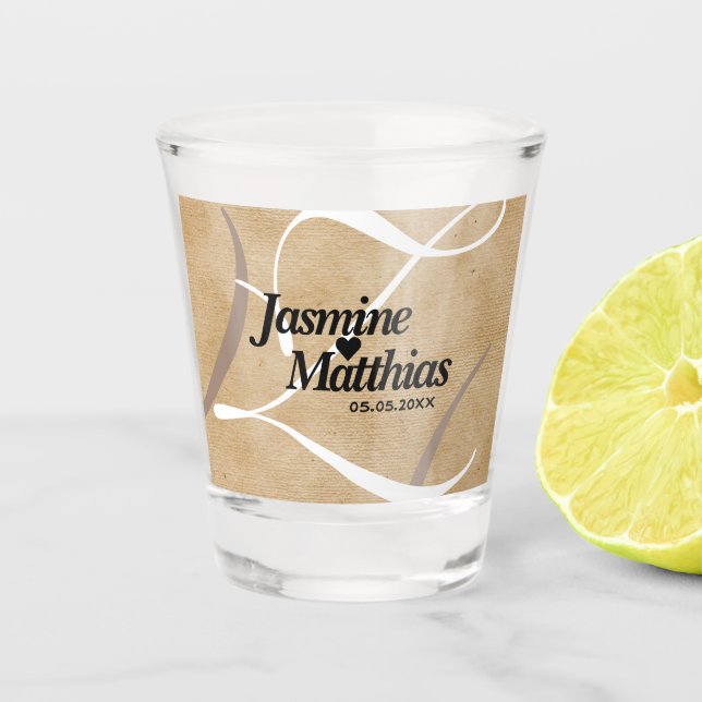 Verre A Shot Mariage de Burlap Vintage rustique (Devant)
