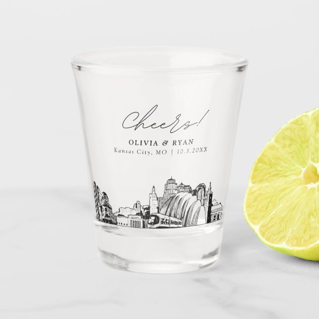 Verre A Shot Mariage de Kansas City Favoriser les encouragement (Devant)