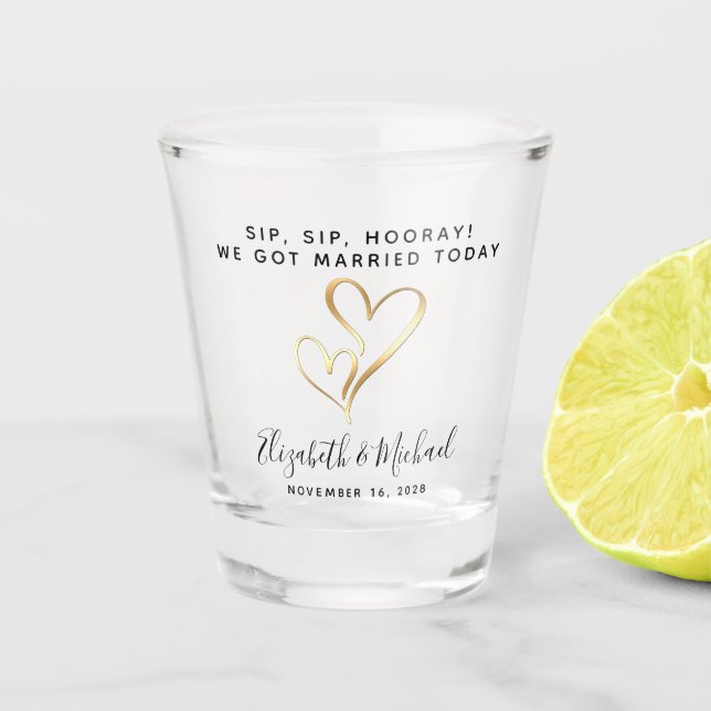 Verre A Shot Mariage Favor Sip Sip Hooray (Devant)