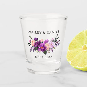 Verre A Shot Mariage floral ultra-violet pourpre d'aquarelle