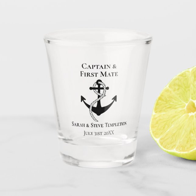 Verre A Shot Mariage Merci Favor Nautical Ancre Bride (Devant)