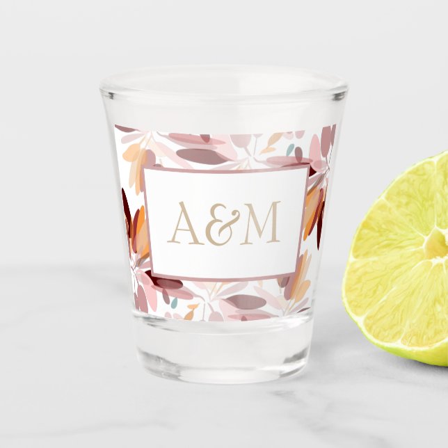 Verre A Shot Mariage/Monogramme Printemps Style Floral moderne (Devant)