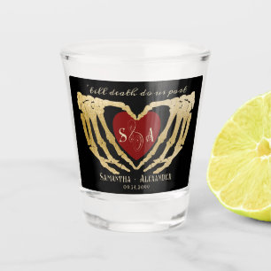 Verre A Shot Mariage noir gothique Mains de squelette jusqu'à l