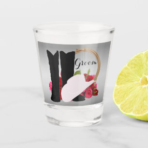 Verre A Shot Mariage occidental Bottes Casquette Rose de cordes