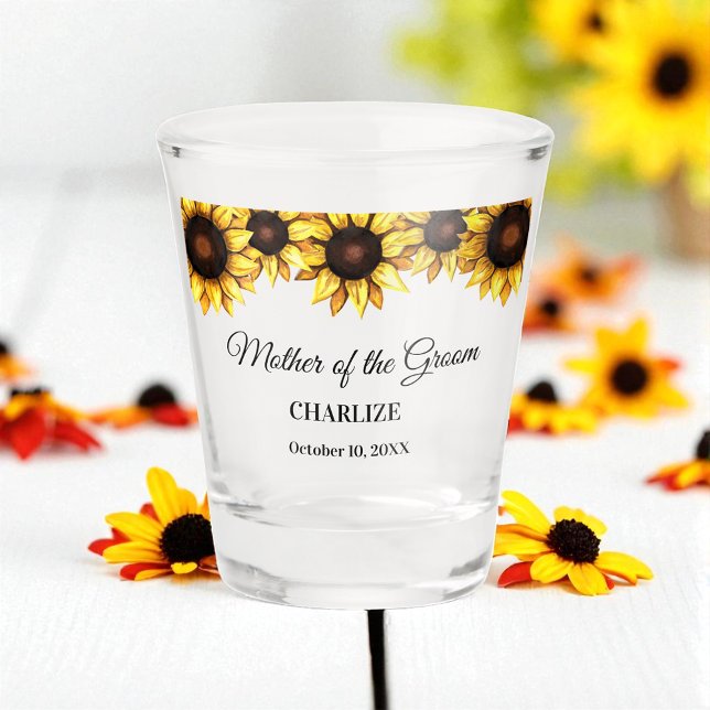 Verre A Shot Mariage Tournesol Mère Jaune Blanc (Créateur téléchargé)