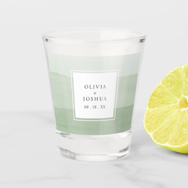 Verre A Shot Mariage vert aquarelle (Devant)