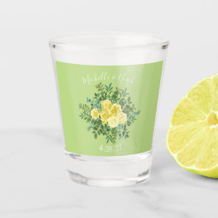 Verre A Shot Mariage Vintage Rose de printemps jaune et vert