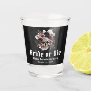 Verre A Shot Mariée crâne florale d'Halloween ou Bachelorette